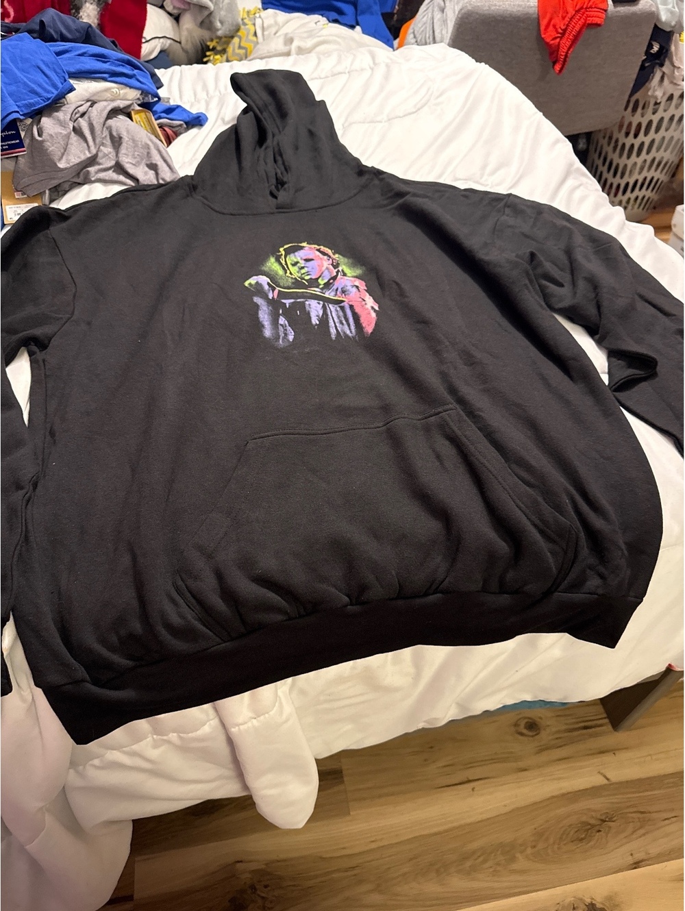 John Carpenter's Halloween Black Hoodie with Colorful Michael Myers Graphic 3X